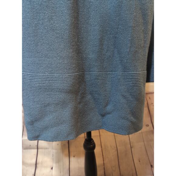 VOYAGE By Marina Rinaldi Gray Blue Wide 3/4 Sleeve Tunic Sweater Merino Wool L - Picture 6 of 13
